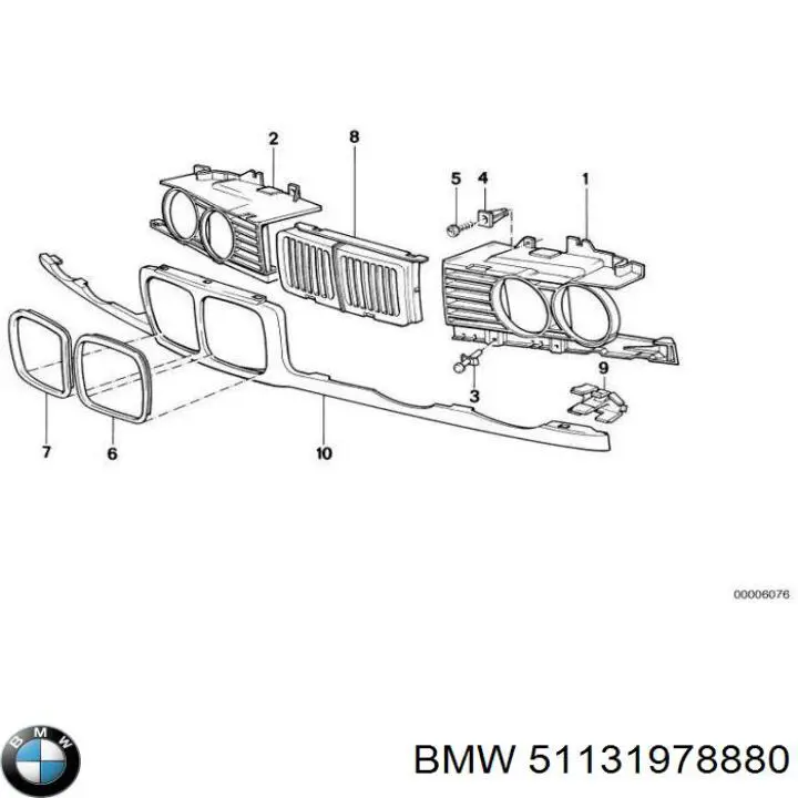 Do koszyka 51131978880 BMW Atrapa chłodnicy