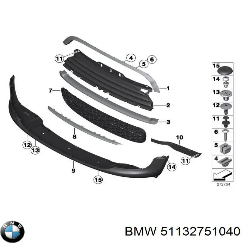 51132751040 BMW Listwa ochronna atrapy chłodnicy górna