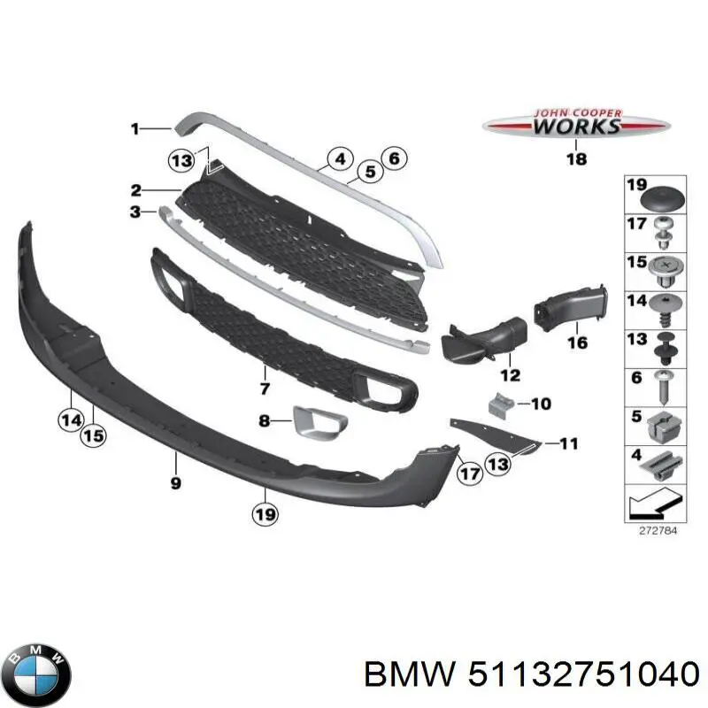 Listwa ochronna atrapy chłodnicy górna BMW 51132751040 cena, od 66,82 USD