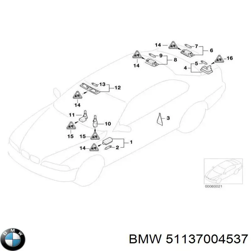 Do koszyka 51137004537 BMW Lampa oświetlenia tylnej tablicy rejestracyjnej