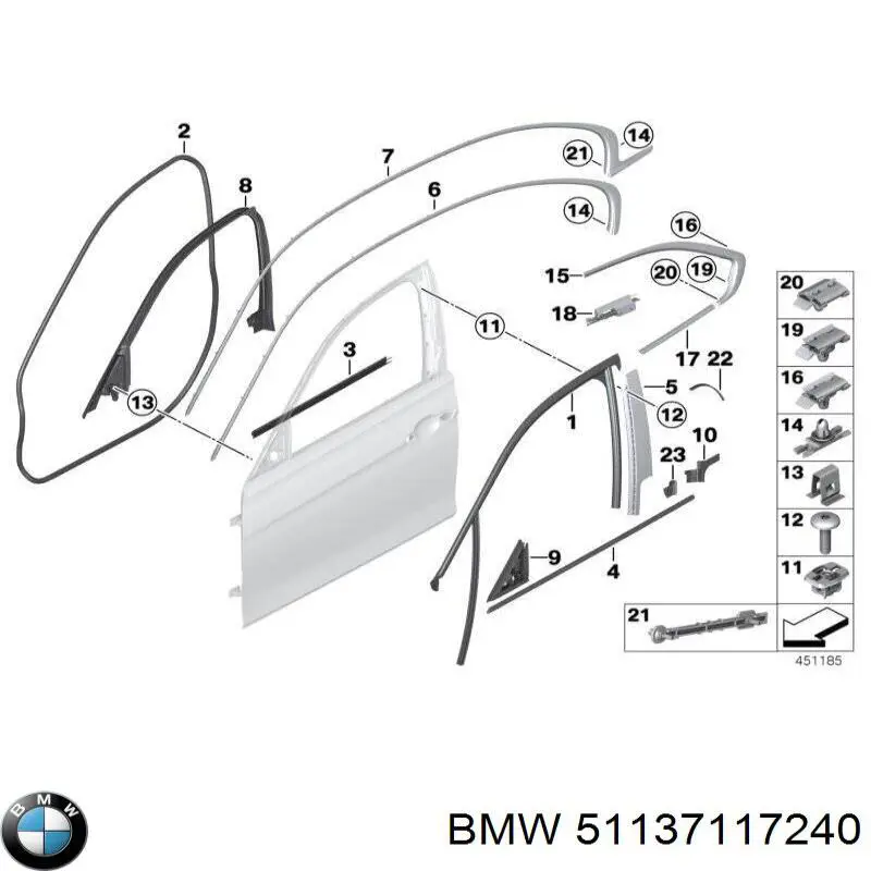 Spinka mocowania listwy ochronnej drzwi do BMW 3 (E90)