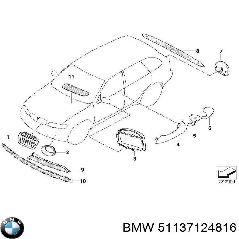 Atrapa chłodnicy prawa BMW 51137124816 cena, od 25,42 USD