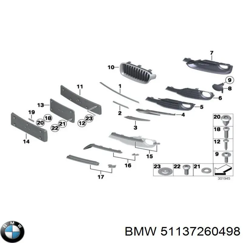 51137260498 BMW Atrapa chłodnicy prawa