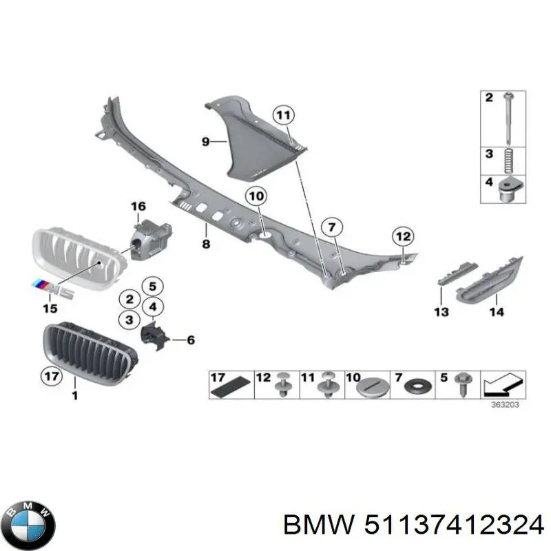 Atrapa chłodnicy prawa 7336478 BMW