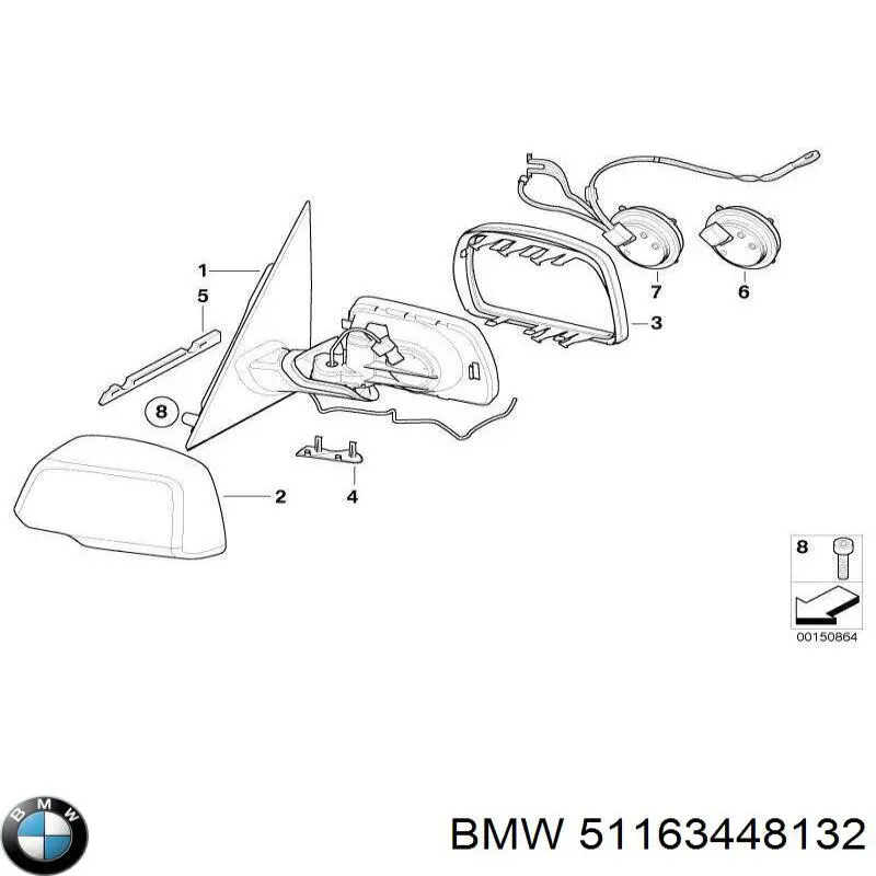 Lusterko wsteczne prawe BMW 51163448132 cena, od 163,45 USD