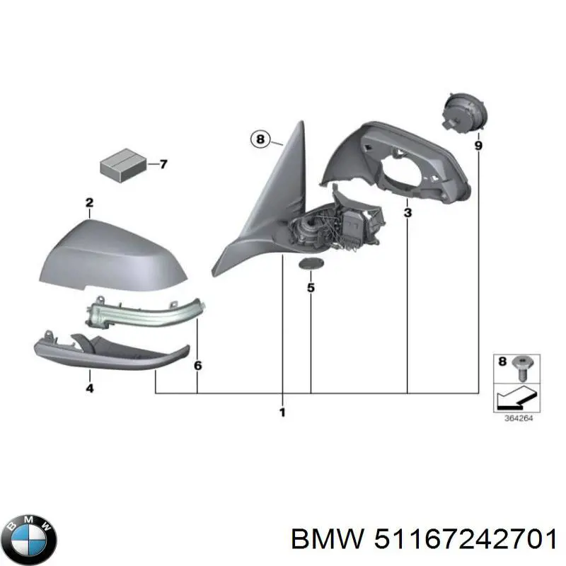 51167242701 BMW Lusterko wsteczne lewe