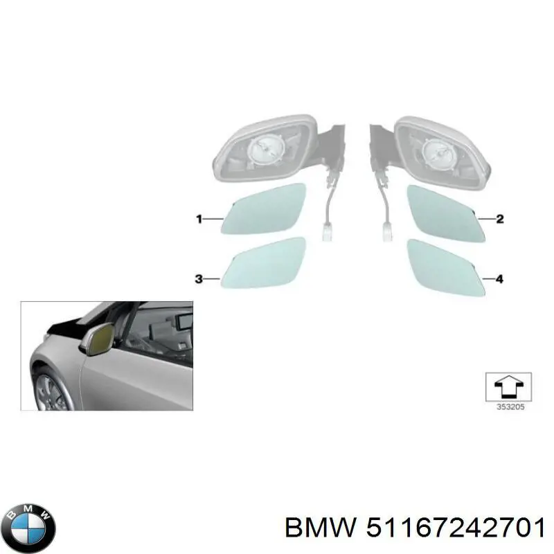 Lusterko wsteczne lewe BMW 51167242701 cena, od 26,54 USD