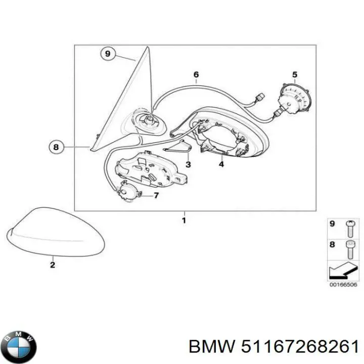 Lusterko wsteczne lewe BMW 51167268261 cena, od 95,34 USD