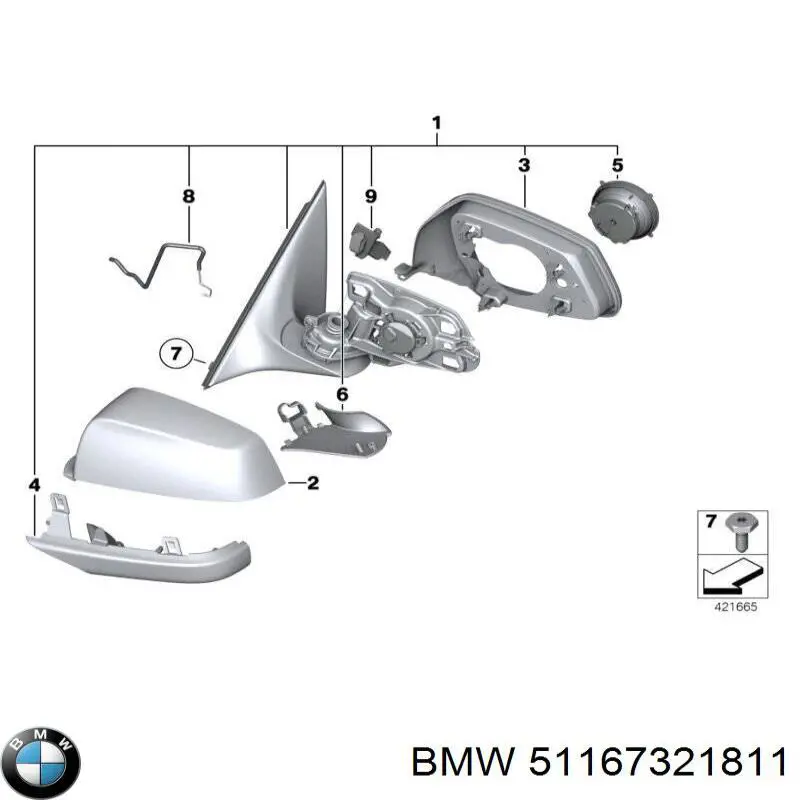 Lusterko wsteczne lewe BMW 5 sedana (F10) (2009 - 2016) cena, od 118,95 USD