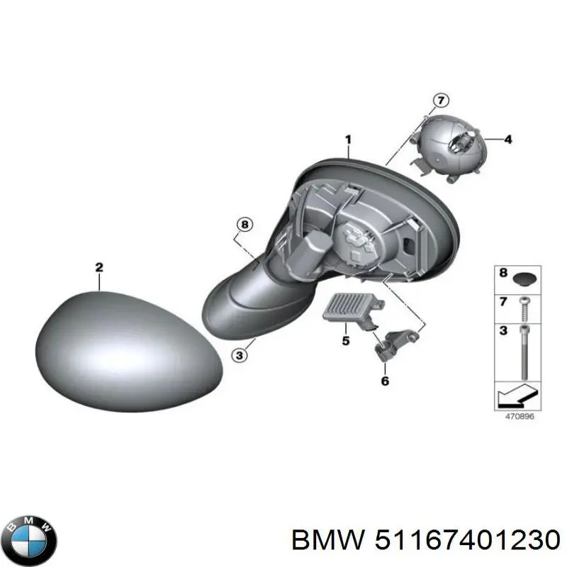Lusterko wsteczne prawe BMW 51167401230 cena, od 47,36 USD