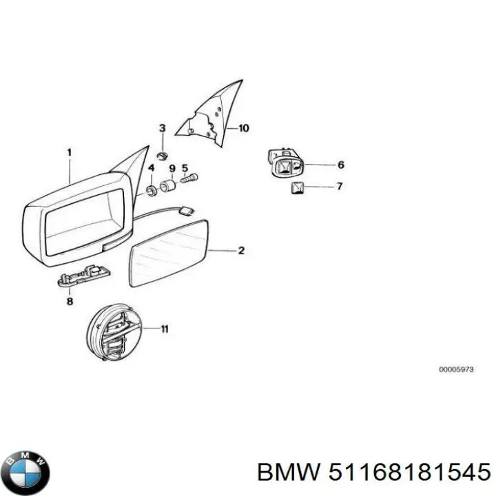 Lusterko wsteczne lewe BMW 5 sedana (E34) (1987 - 1995) cena, od 91,48 USD