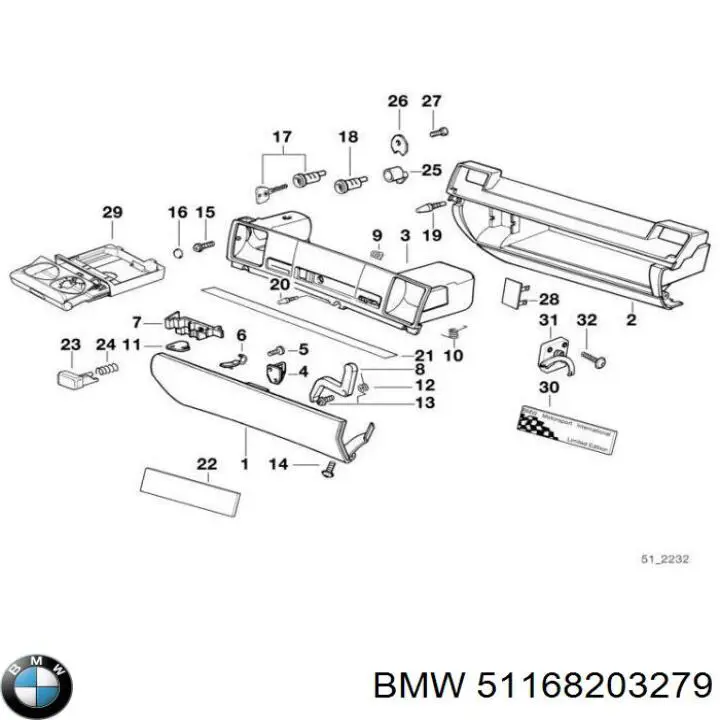 Amortyzator pokrywy schowka podręcznego do BMW 3 (E36)