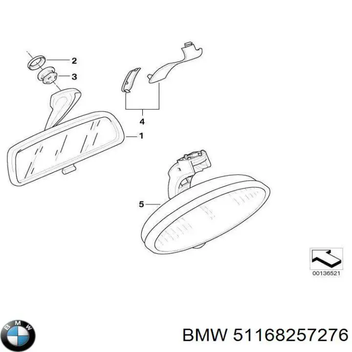 Lusterko wewnętrzne BMW 51168257276 cena, od 54,48 USD