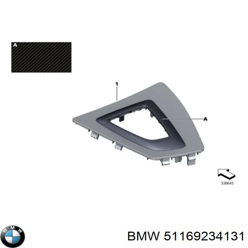 Do koszyka 51169234131 BMW Nakładka na konsolę dźwigni automatycznej skrzyni zmiany biegów
