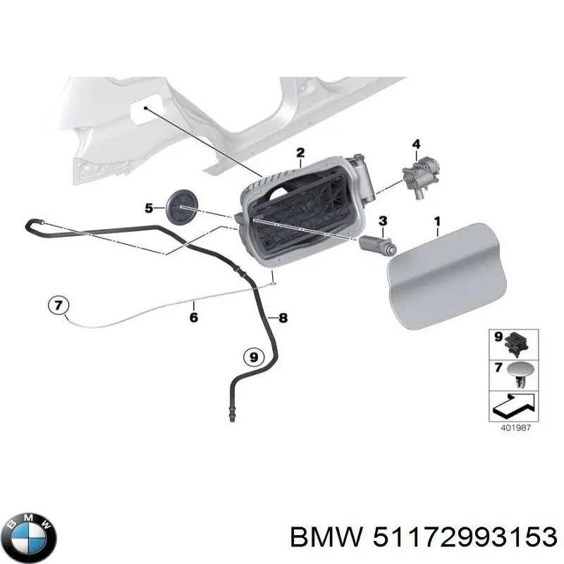 Klapka wlewu paliwa BMW X1 SUV (E84) (2009 - 2015) cena, od 66,72 USD