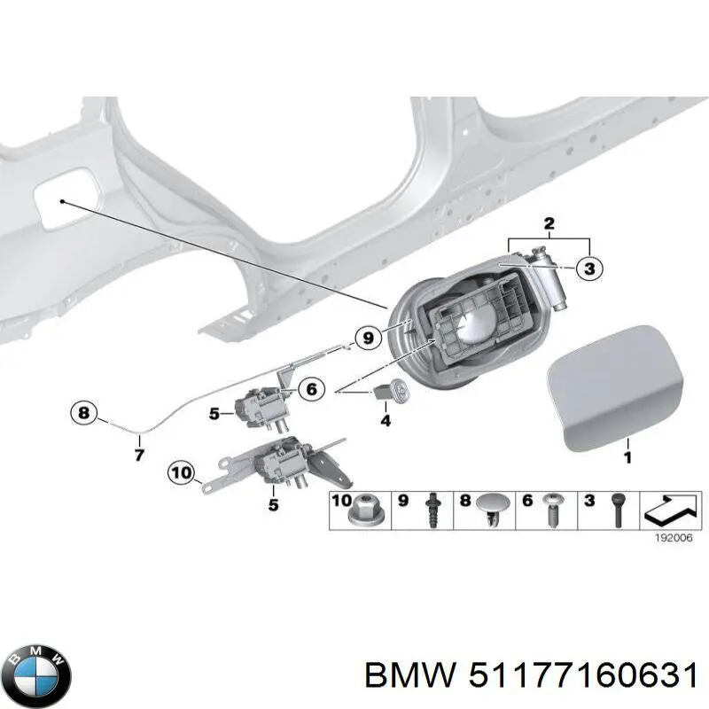 Obudowa wlewu zbiornika paliwa do BMW X5 (E70)