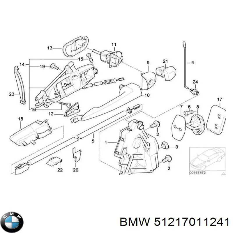 Zamek drzwi przednich lewych BMW 51217011241 cena, od 69,81 USD