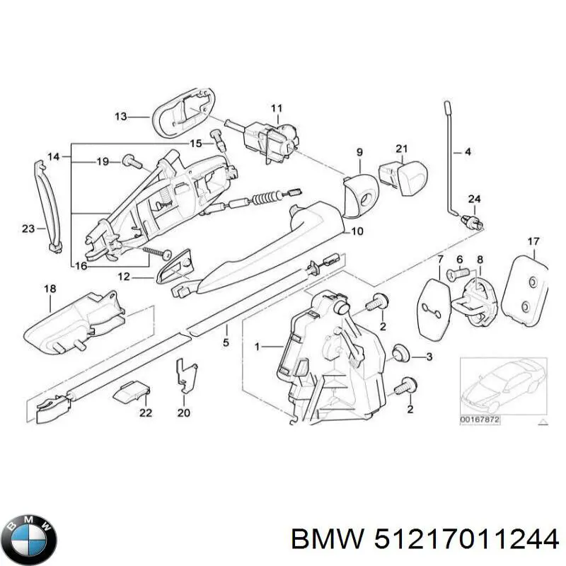 Zamek drzwi przednich prawych BMW 51217011244 cena, od 45,97 USD
