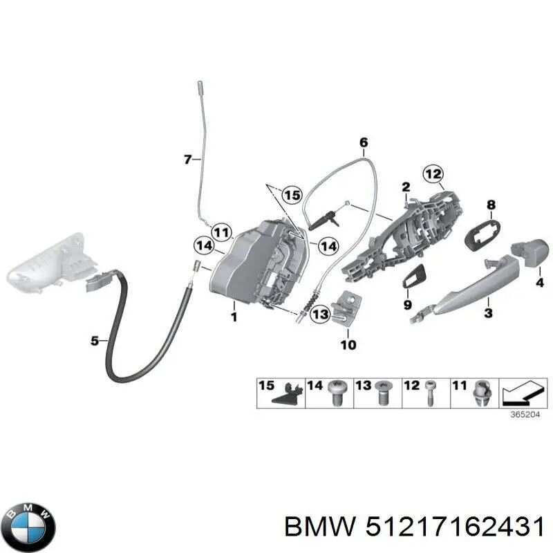 Klamka drzwi tylnych zewnętrzna lewa do BMW 3 (E90)