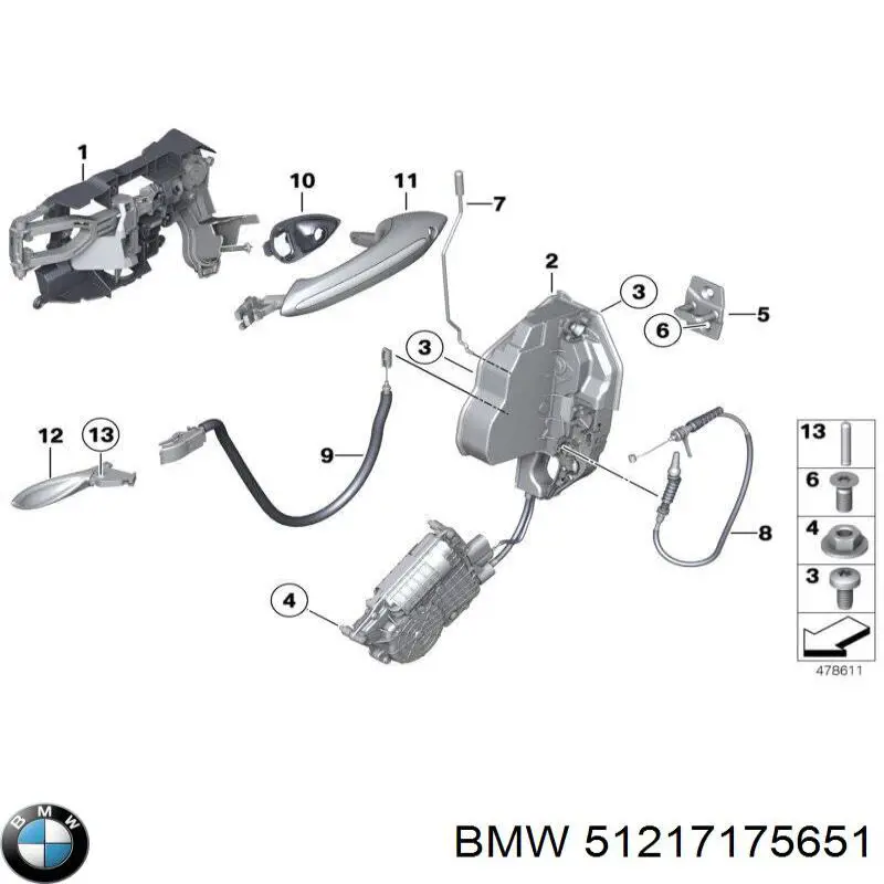 51217175651 BMW Linka (cięgno) otwierania zamka drzwi przednich