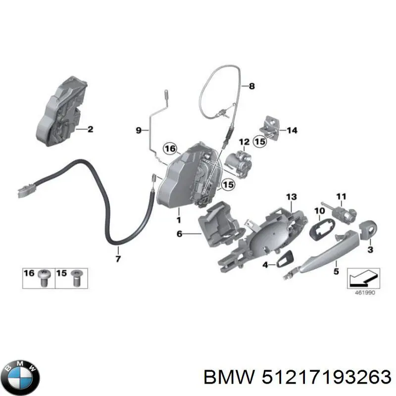 51217193263 BMW Pałąk zewnętrznej klamki drzwi przednich lewej