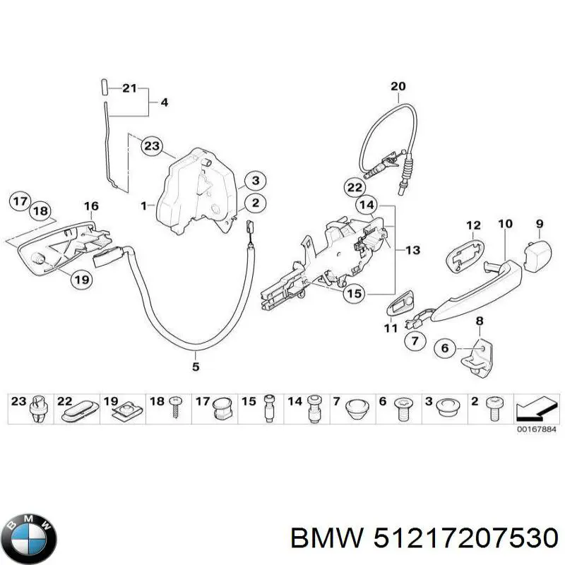 Klamka drzwi przednich zewnętrzna prawa do BMW 1 (E81, E87)