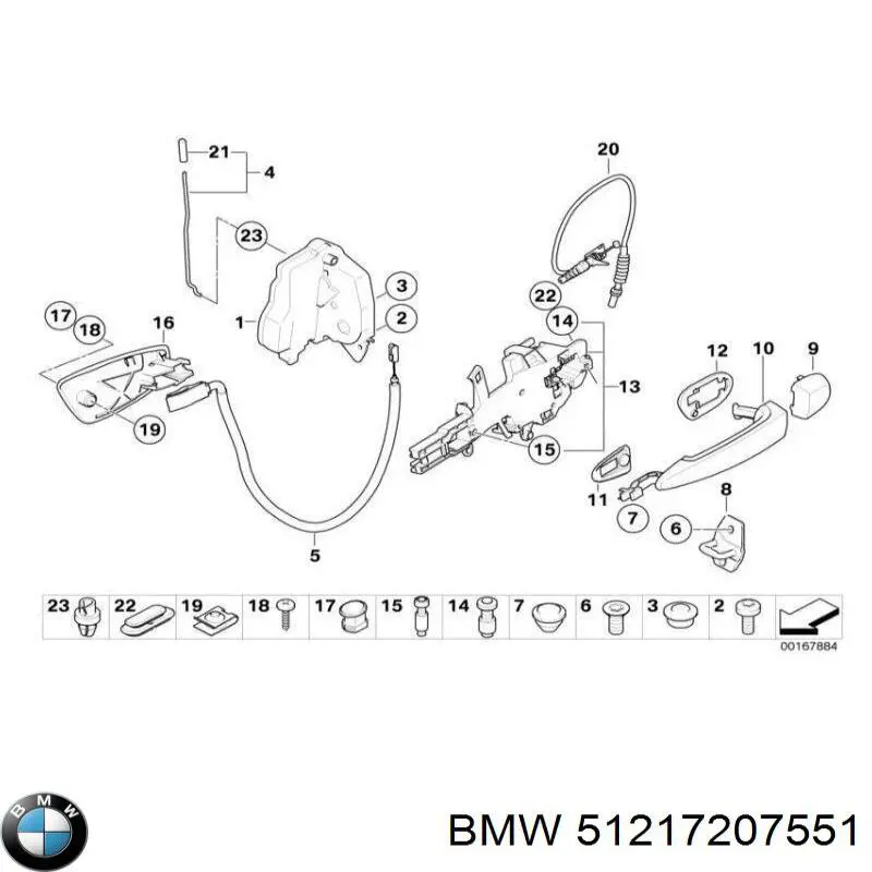 Klamka drzwi przednich zewnętrzna lewa do BMW 1 (E81, E87)