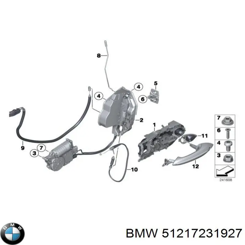 Klamka drzwi przednich zewnętrzna lewa BMW 51217231927 cena, od 49,12 USD