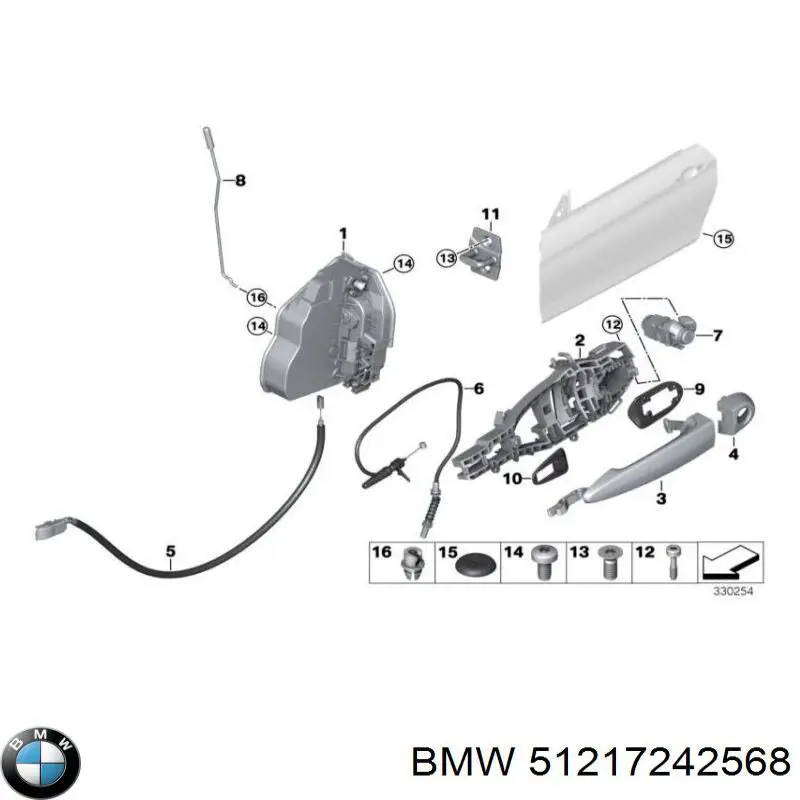 51217242568 BMW Pałąk zewnętrznej klamki drzwi przednich prawej