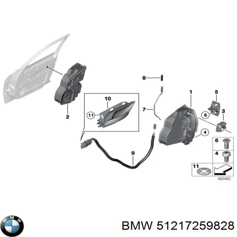 Linka (cięgno) otwierania zamka drzwi przednich lewych BMW 51217259828 cena, od 15,67 USD