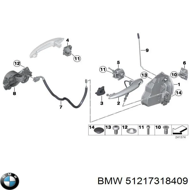 51217318409 BMW zamek drzwi przednich lewych