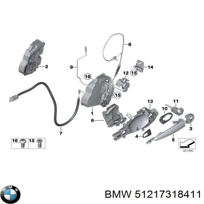 51217318411 BMW zamek drzwi przednich lewych