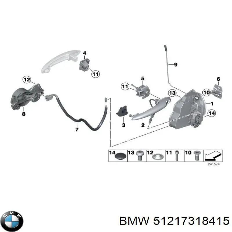 51217318415 BMW zamek drzwi przednich lewych