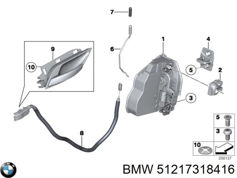 Zamek drzwi przednich prawych do BMW 5 (E34)