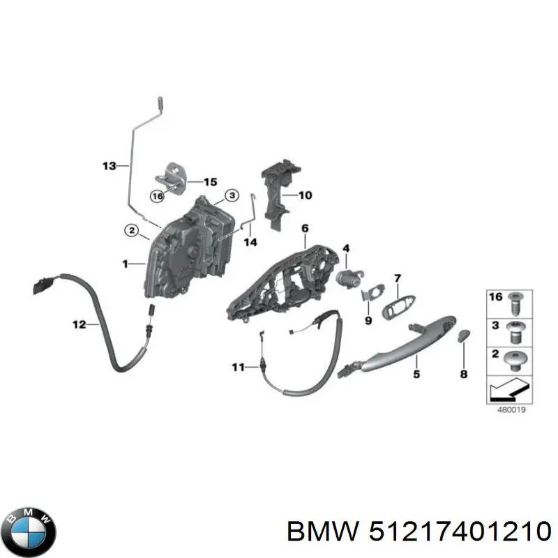 Pałąk zewnętrznej klamki drzwi tylnych prawych BMW 51217401210 cena, od 54,48 USD