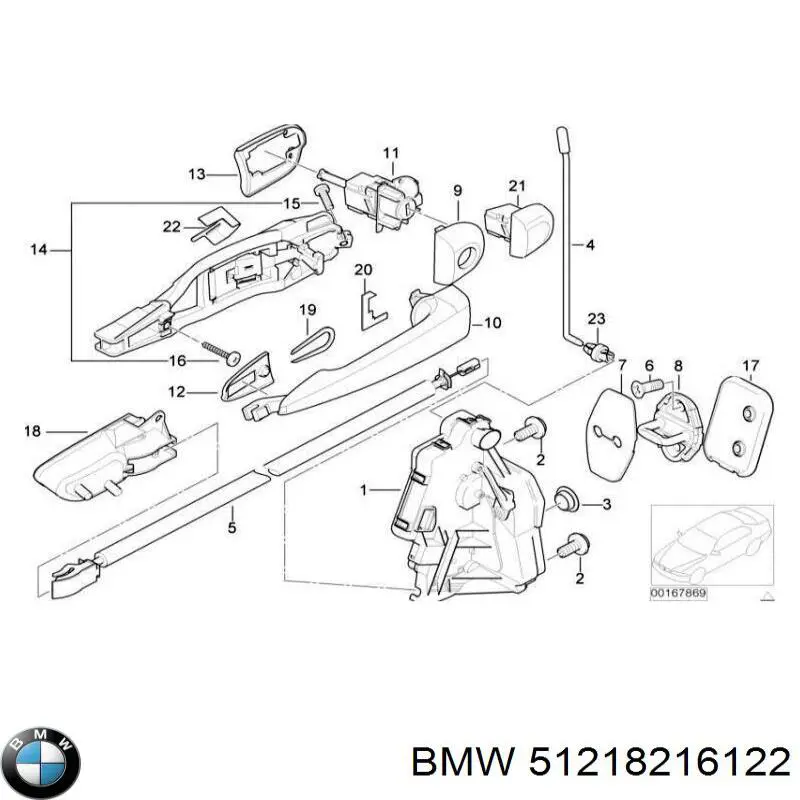 Pałąk zewnętrznej klamki drzwi przednich prawej BMW 51218216122 cena, od 37,21 USD