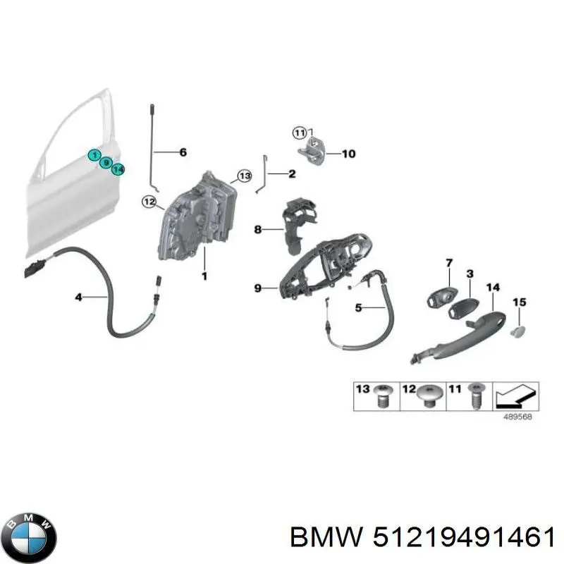 51219491461 BMW Klamka drzwi tylnych zewnętrzna lewa