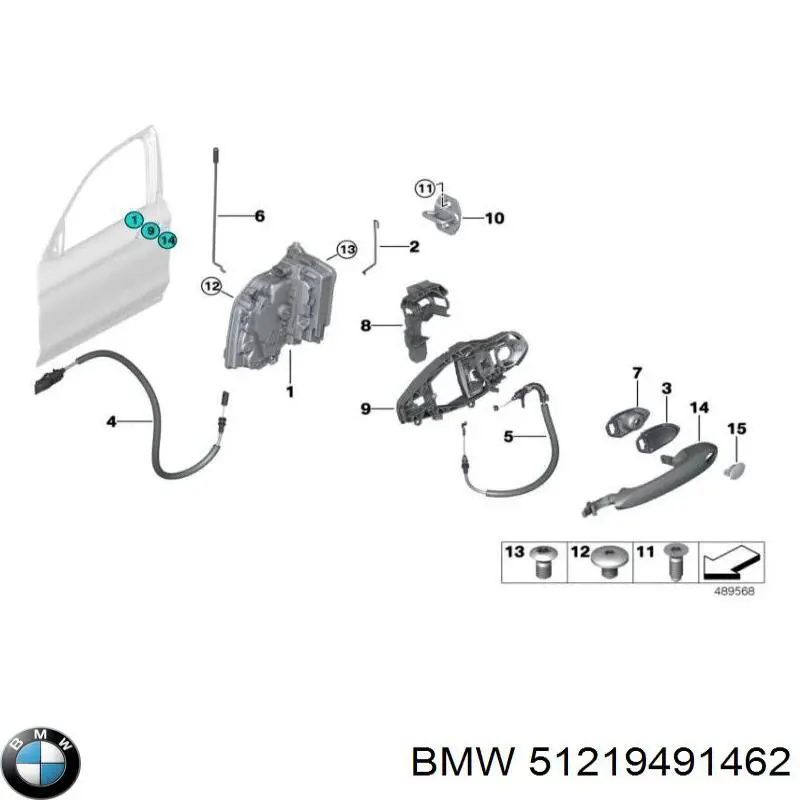 51219491462 BMW Klamka drzwi prawych przednia/tylna zewnętrzna