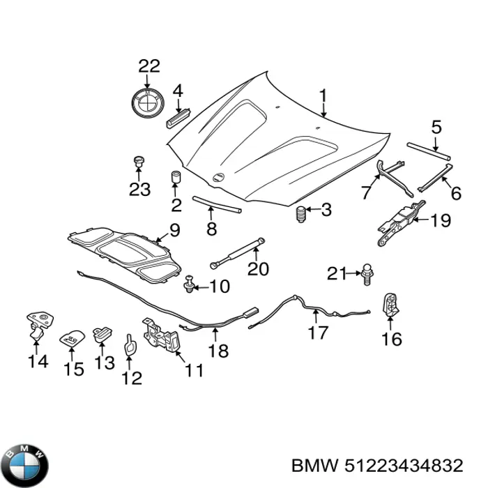 Linka otwierania maski tylna do BMW X3 (E83)