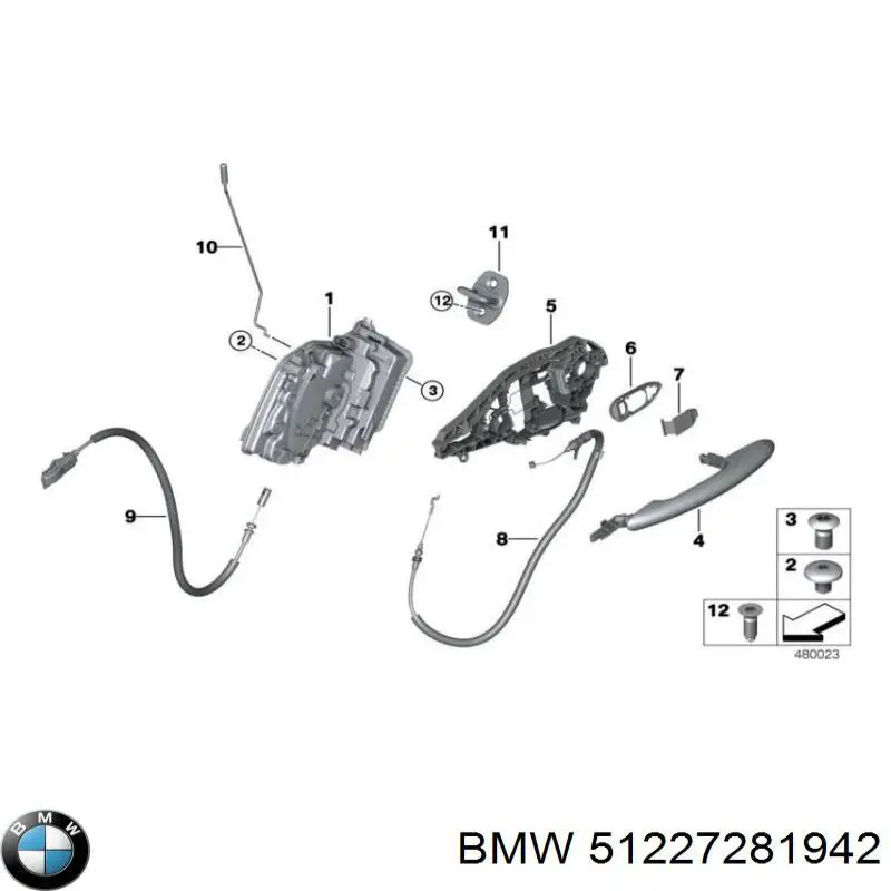 51227281942 BMW Zamek drzwi tylnych prawych