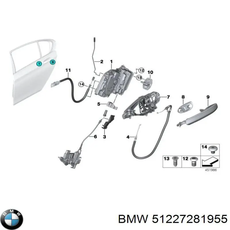 51227281955 BMW Zamek drzwi tylnych lewych