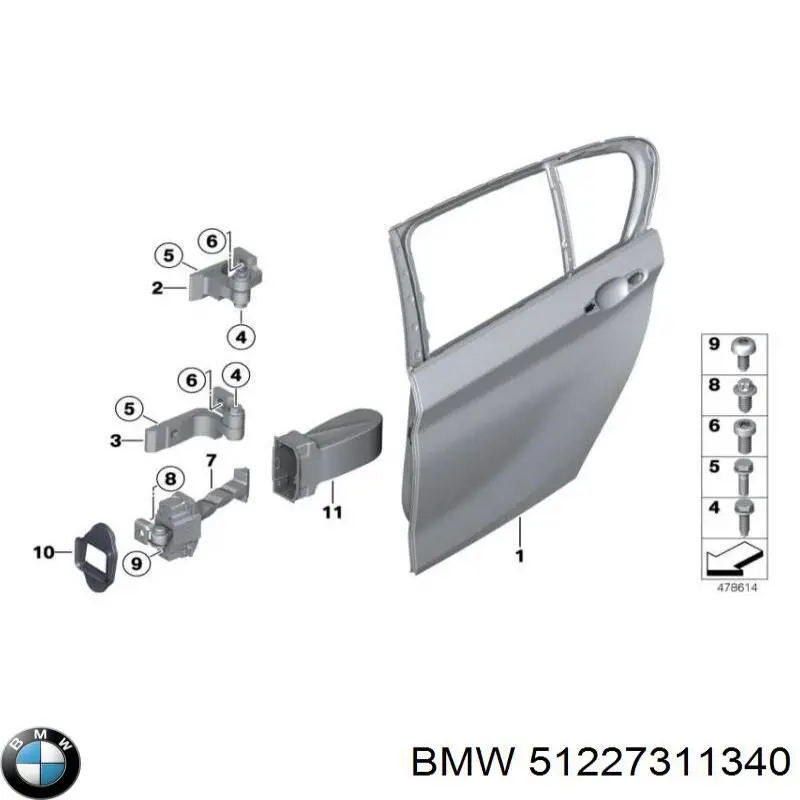 Ogranicznik drzwi tylny lewy BMW 51227311340 cena, od 37,46 USD