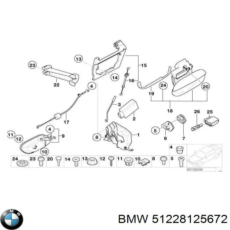 Do koszyka Zamek drzwi tylnych prawych BMW 5  E39