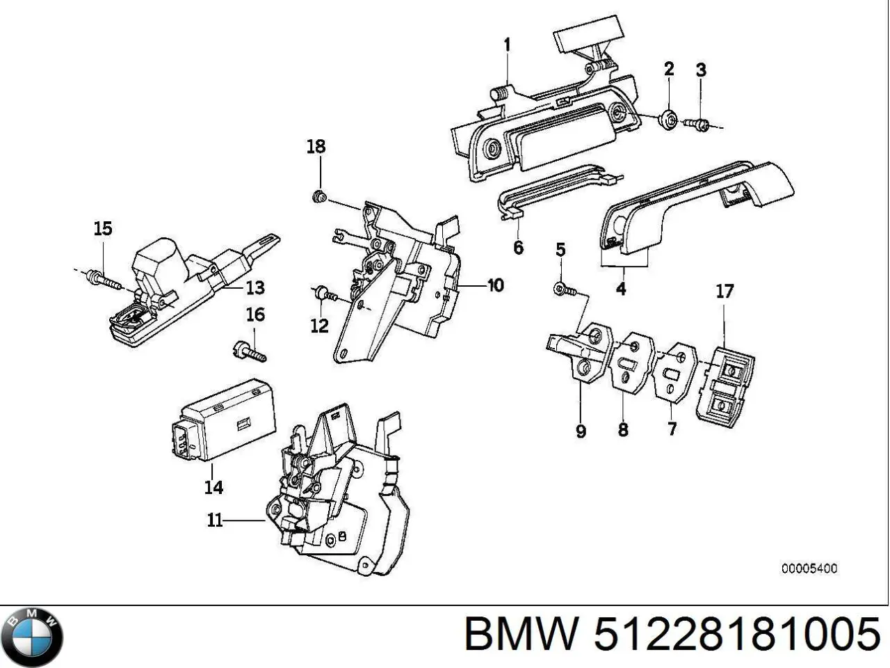 Zamek drzwi tylnych lewych BMW 5 sedana (E34) (1987 - 1995) cena, od 9,41 USD