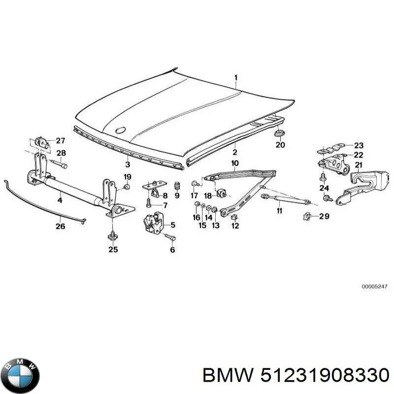 Zamek maski do BMW 7  E32