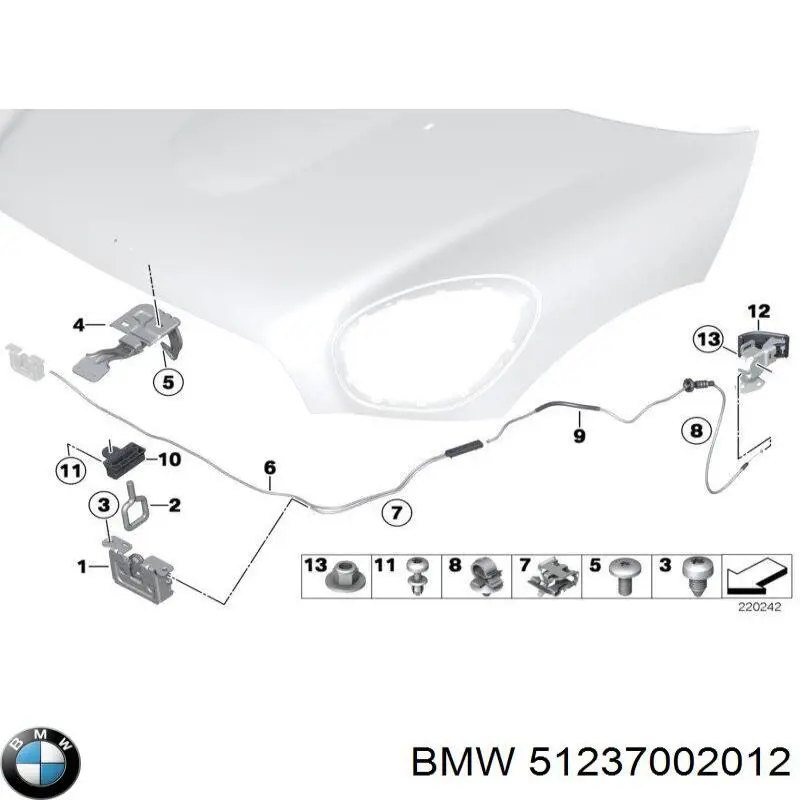 Do koszyka 7002012 BMW Zamek maski