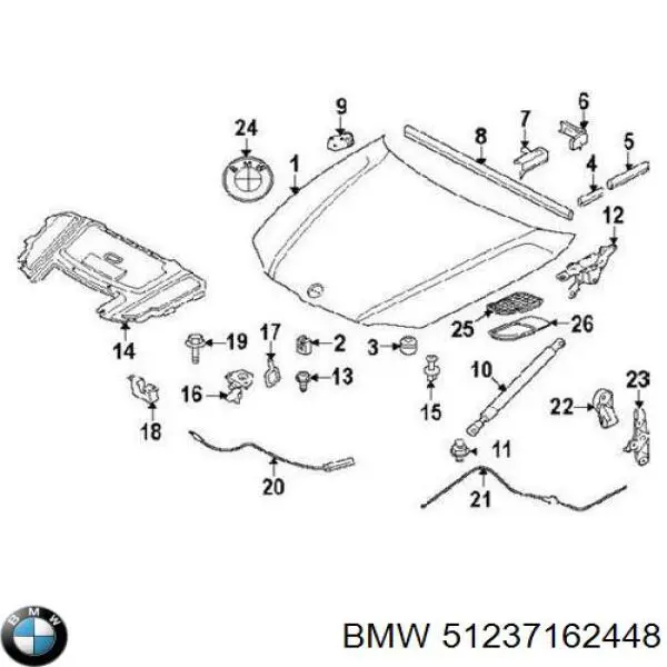 Odbój maski do BMW X3 (F25)