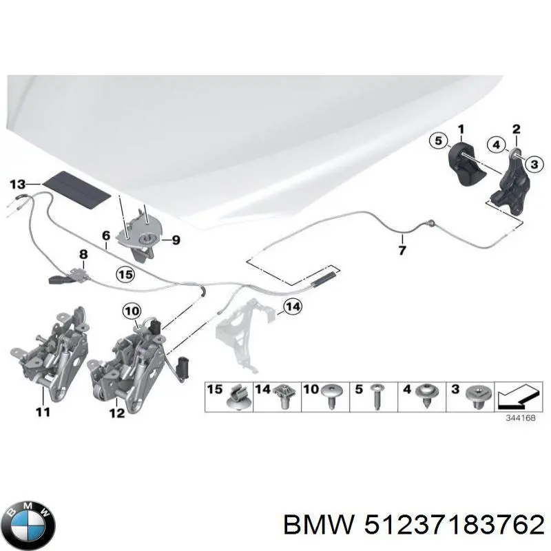 Do koszyka 51237183762 BMW Zamek maski prawy