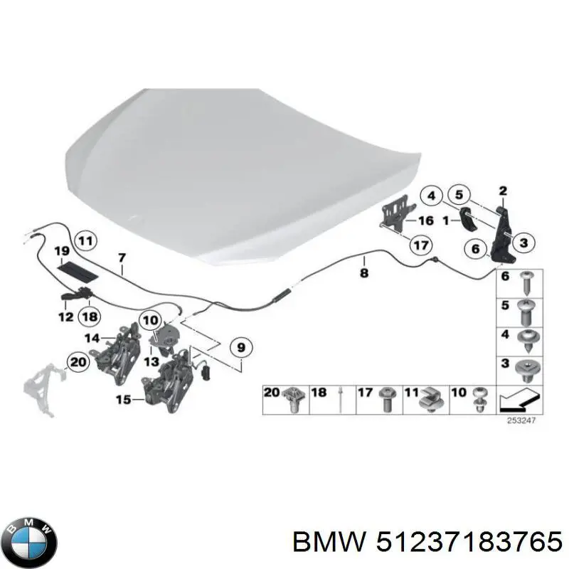 Rączka otwierania maski do BMW 7 (F01, F02, F03, F04)