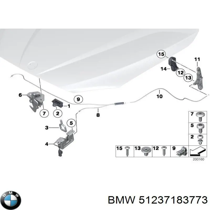 Linka otwierania maski przednia do BMW 5 (F10)